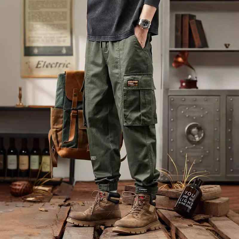 ワークパンツ メンズ アメリカン レトロ カジュアル ストリート ミリタリー ゆったり オーバーサイズ ワイドシルエット ストレート コットン 綿 耐摩耗 シワになりにくい 春 秋 ロング ミドルウエスト カーキ ブラック 裏起毛