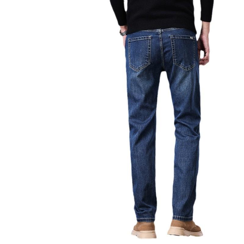 ジーンズ メンズ デニムパンツ スリムフィット ストレート ウォッシュ加工 色落ちしにくい 厚手 微ストレッチ コットン 立体裁断 5ポケット カジュアル 普段使い ブルー ヴィンテージ風ブルー 秋冬