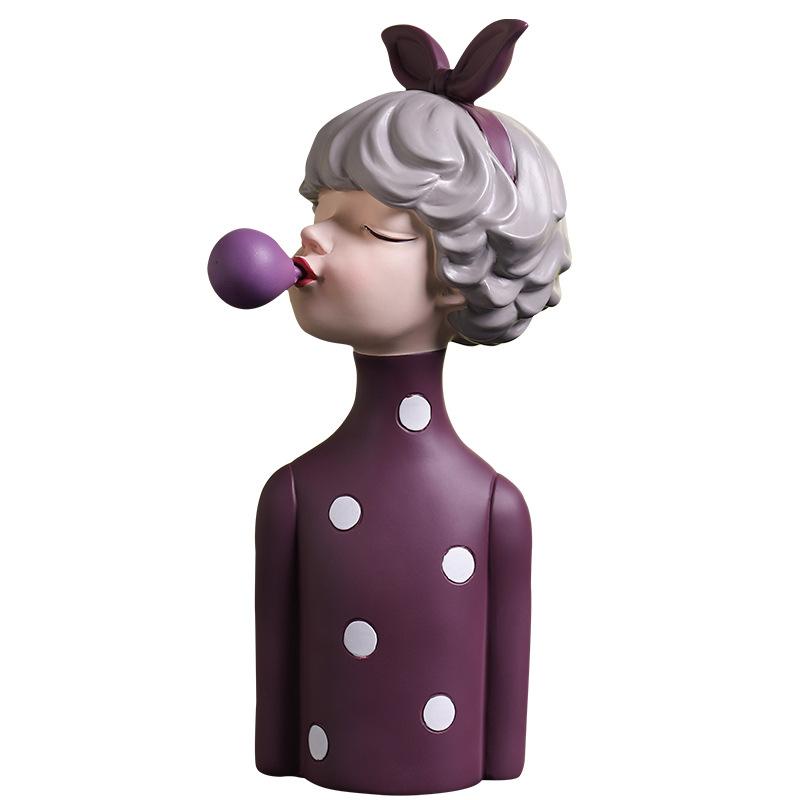 置物 かわいい シャボン玉を吹く女の子 樹脂製 卓上 オブジェ 女性像 工芸品 リビング 寝室 玄関 カフェ レストラン 店舗 ディスプレイ インテリア雑貨 装飾
