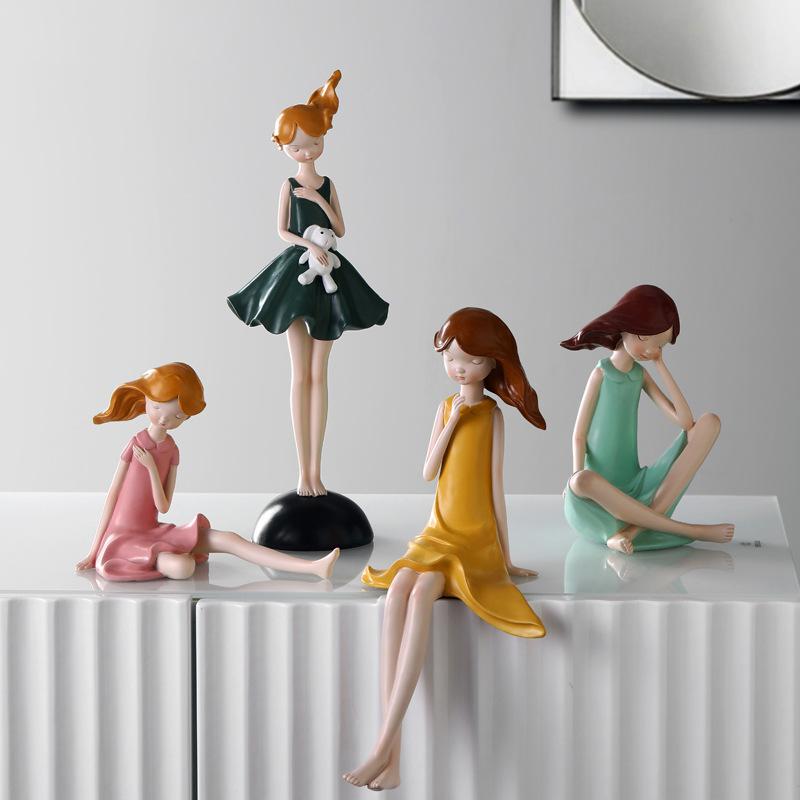 置物 女の子 かわいい 樹脂製 フィギュア 子供部屋 キッズルーム テレビ台 卓上 デスク インテリア 装飾 オブジェ 飾り