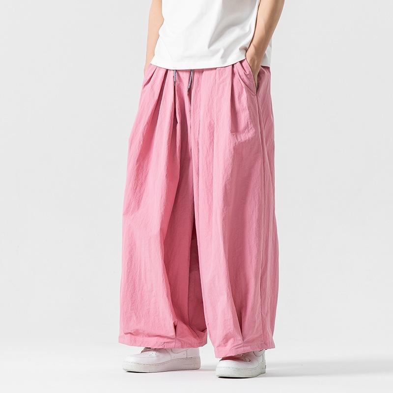 パンツ メンズ 春夏 日本風 ワークパンツ ビッグシルエット ゆったり ストレートワイドパンツ カジュアル 香港風 カップル 薄手 綿混 微ストレッチ