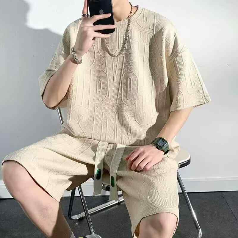 セットアップ メンズ 春夏 スポーツ カジュアル 普段使い 部屋着 半袖 Tシャツ ショートパンツ ポリエステル 薄手 吸湿速乾 接触冷感 ホワイト ブラック ベージュ