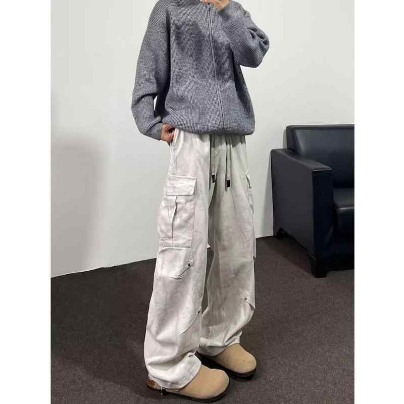 カーゴパンツ メンズ 男性用 アメリカン レトロ ストリート系 パラシュートパンツ ルーズフィット ゆったり ワイドシルエット ビッグポケット 多機能ポケット コットン 綿 通気性 吸湿速乾 カジュアル 普段使い ロング丈