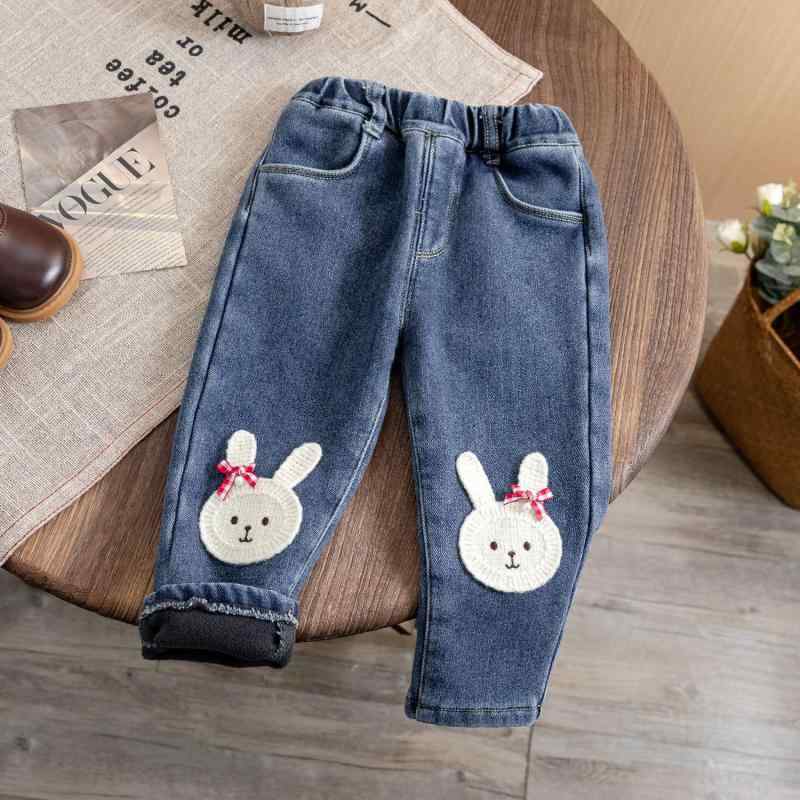 パンツ ベビー 女の子 裏起毛 デニムパンツ ストレッチ ロング丈 秋冬 コットン かわいい おしゃれ 暖かい 防寒 お出かけ 普段使い 韓国 ブルー
