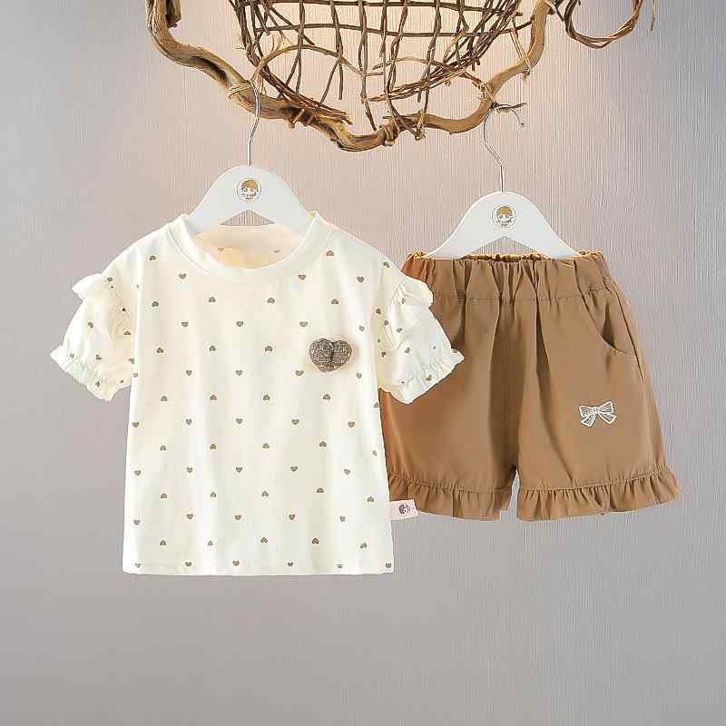 Tシャツ キッズ 女の子 ガールズ 半袖 ショートパンツ 2点セット 春夏 カジュアル おしゃれ 普段使い 薄手 綿素材 ベビー 幼児 ホワイト ダークカーキ 無地