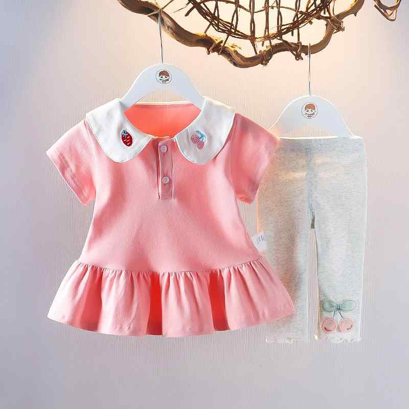ベビー キッズ 女の子 春夏 ポロ襟 半袖 上下セット 綿 コットン 肌に優しい 薄手 軽量 カジュアル 普段使い 2点セット