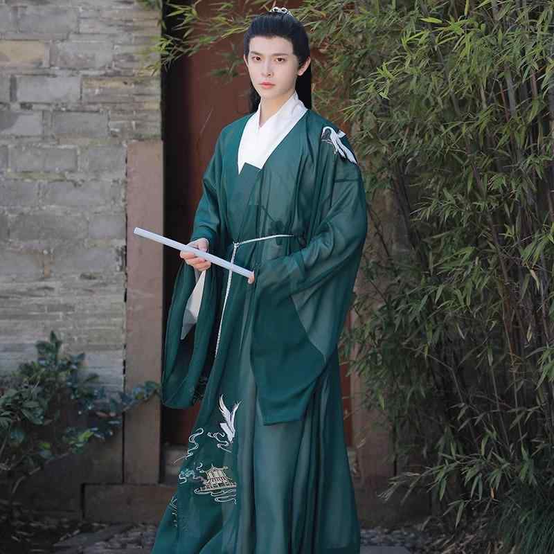 漢服 メンズ  明表現スタイル 道袍 兄ちゃん 侠客風 刺しゅう 仙人風 口さかしい 奥ゆかしい 中国風 レトロ調 セットアップ ポリエステル原料品 普段使い走り 日常着 オール時節