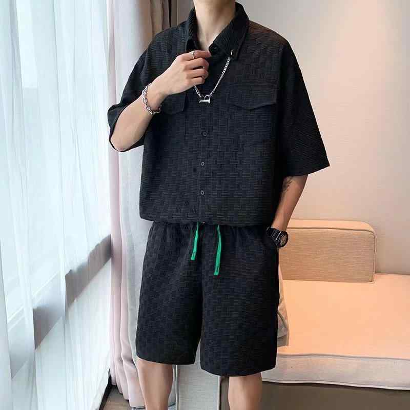 シャツ メンズ セットアップ 春夏 ファッション カジュアル 半袖 ショートパンツ 2点セット スタイリッシュ スポーツ ポリエステル素材 普段使い