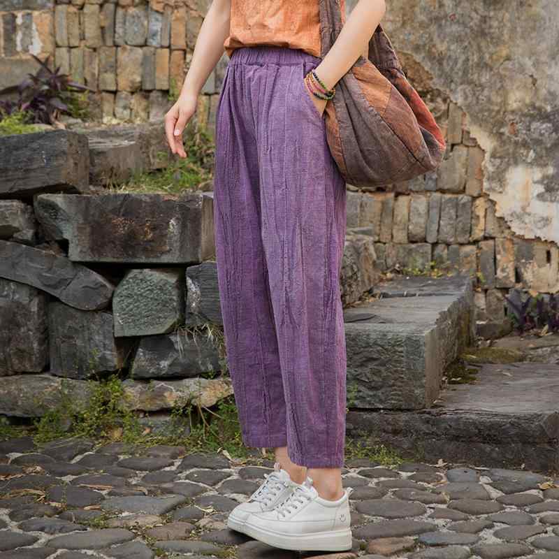 カジュアルパンツ レディース 綿麻 苧麻 絞り染め ストーンウォッシュ 九分丈 ストレート ウエストゴム 細見え 着回し 春夏 レトロモダン