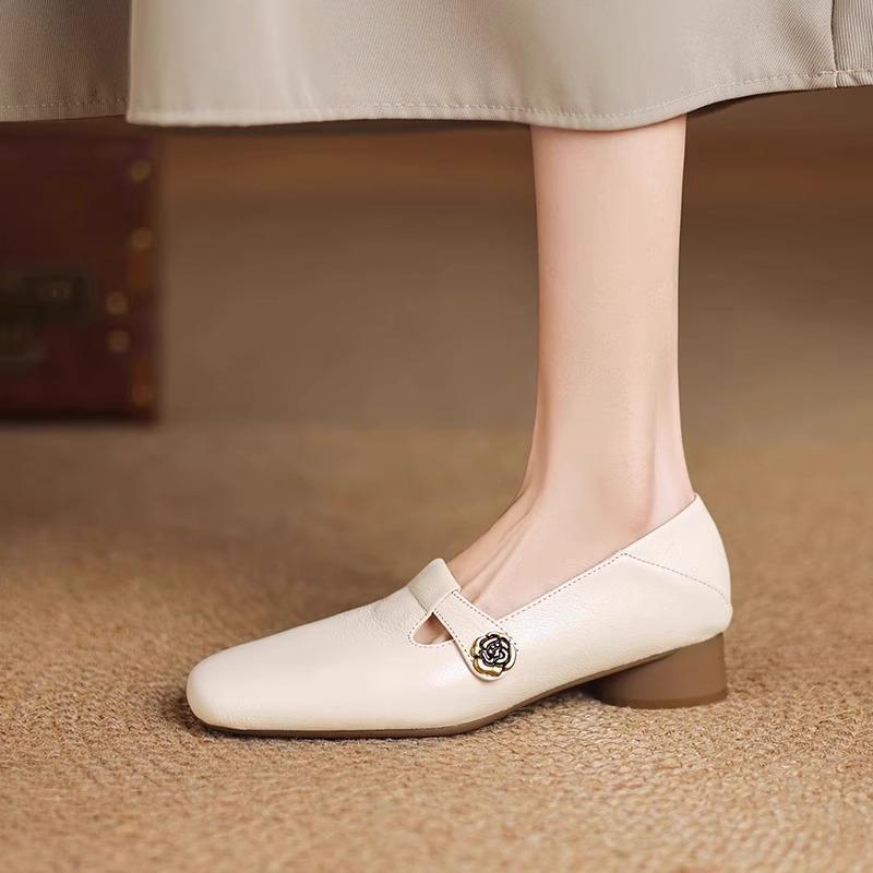 メリージェーン レディース パンプス ローヒール ブロックヒール スクエアトゥ 浅口 美脚 フレンチレトロ エレガント 上品 ベルト PUレザー 普段使い オフィス コンフォート