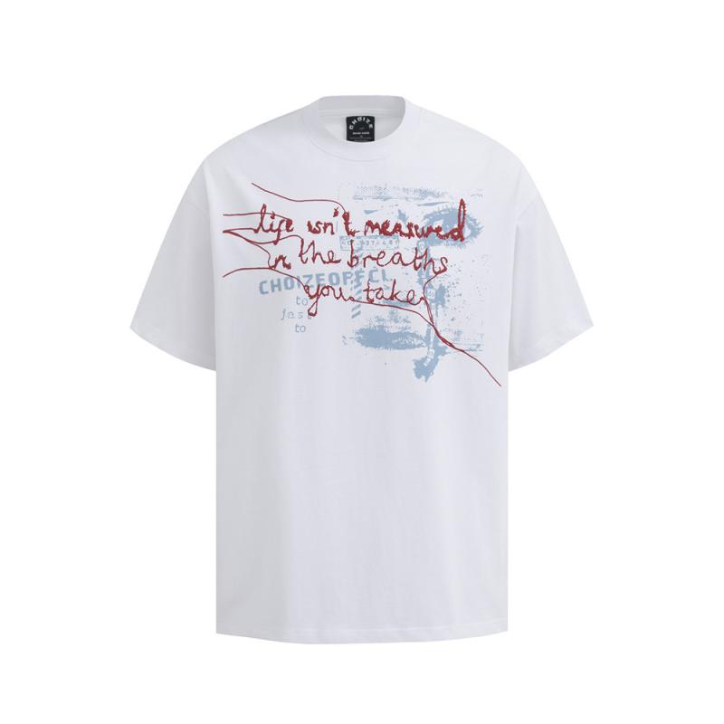 Tシャツ メンズ 男性用 抽象顔 レタープリント 五分袖 ゆったり ビッグシルエット クルーネック 綿 ヒップホップ ストリート系 カジュアル 春夏 ブラック ホワイト