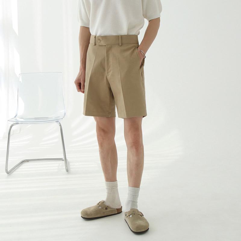ショートパンツ メンズ 男性用 五分丈 ハーフ丈 綿 コットン 薄手 ゆったり ストレート カジュアルパンツ 韓国 きれいめ 春夏 カーキ