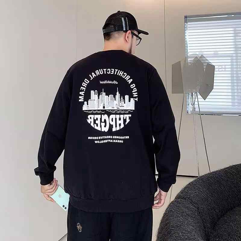スウェット メンズ 男性用 大きいサイズ ビッグサイズ プルオーバー クルーネック 丸首 長袖 ゆったり ルーズフィット 体型カバー 綿 コットン 薄手 春秋 カジュアル 普段使い プリント