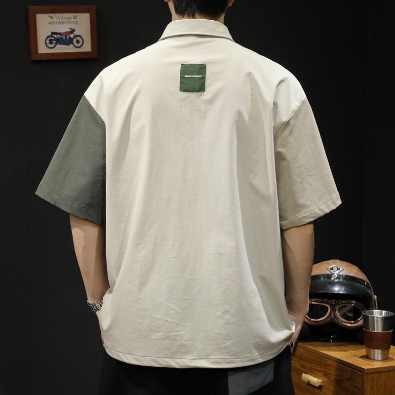 ポロシャツ メンズ 半袖 速乾 ゆったり 襟付き Tシャツ ビッグシルエット アウトドア カジュアル 大きいサイズ 春夏 ポリエステル混紡 ブラウン モスグリーン アプリコット