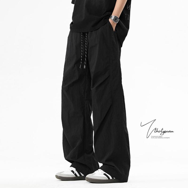 パンツ メンズ ルーズフィット 不規則プリーツ 山系アウトドア ワーク ストレートワイド カジュアル 大きいサイズ 薄手 ストレッチ ポリエステル 春秋