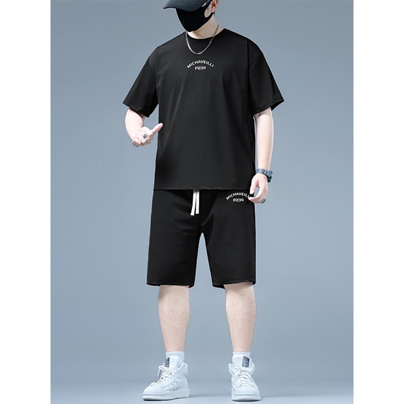 セットアップ メンズ 男性用 接触冷感 吸湿速乾 半袖 Tシャツ ショートパンツ 上下セット 大きいサイズ ビッグサイズ ゆったり ルーズフィット 夏 カジュアル スポーツ 普段使い 部屋着