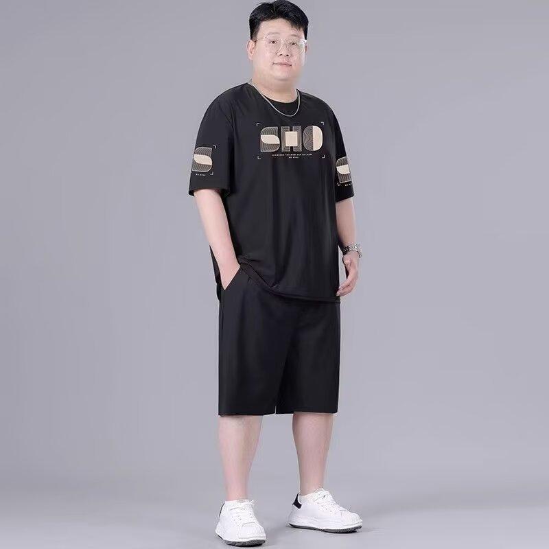 スポーツウェア 運動着 セットアップ メンズ 男性用 大きいサイズ 春夏 接触冷感 伸縮性 ゆったり 半袖 Tシャツ ハーフパンツ ナイロン混紡 カジュアル 普段使い ブラック