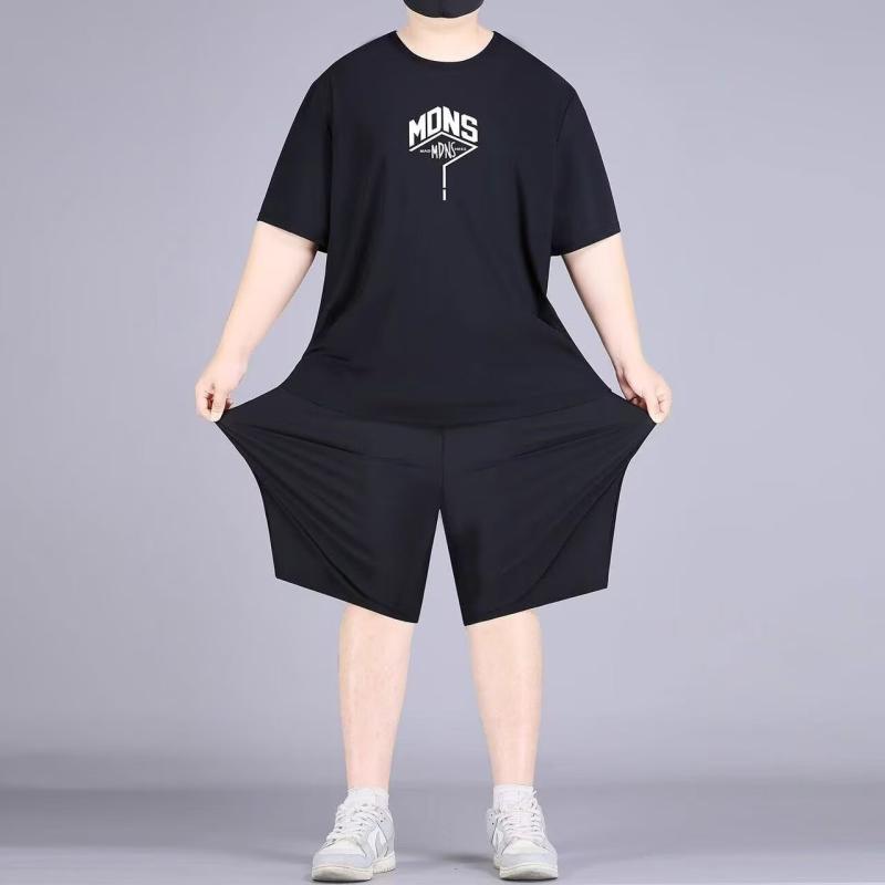 セットアップ メンズ 男性用 春夏 半袖Tシャツ ショートパンツ 上下セット ゆったり 大きいサイズ ぽっちゃり 体型カバー 速乾 吸湿速乾 スポーツ トレーニング レジャー 普段使い カジュアル ナイロン混紡 黒
