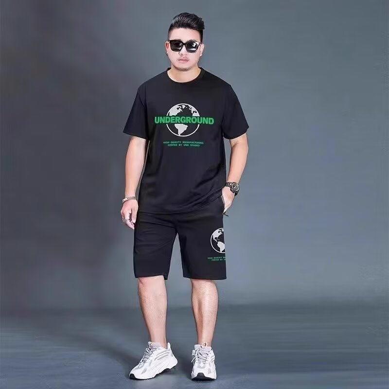 セットアップ メンズ 半袖Tシャツ ショートパンツ 上下2点セット 大きいサイズ ビッグサイズ ゆったり ルーズフィット 接触冷感 春夏 カジュアル スポーツウェア ブラック ナイロン混