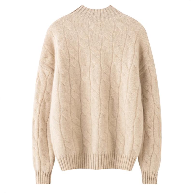ニット レディース カシミヤ混 厚手 ハイネック ケーブル編み プルオーバー ゆったり オーバーサイズ 長袖 トップス 秋冬 カジュアル 普段使い|おうち健康生活