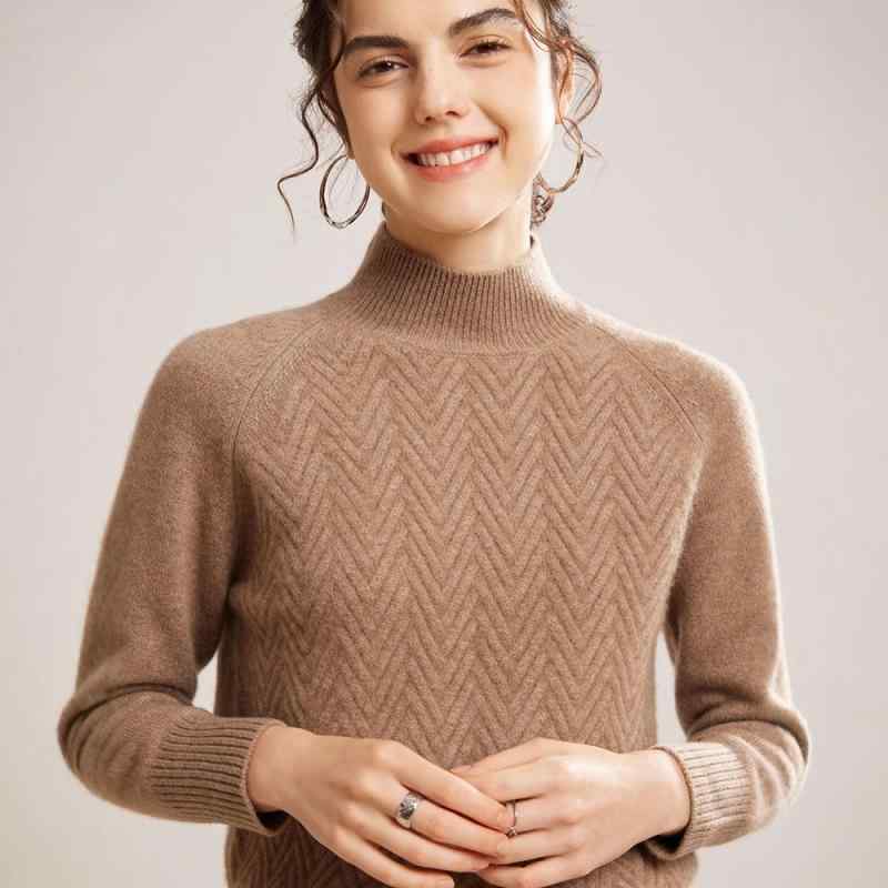 ニット レディース セーター 秋冬 ハイネック ジャガード 厚手 無地 ゆったり プルオーバー 長袖 通勤 オフィス 普段使い 暖かい 女性用トップス｜おうち健康生活