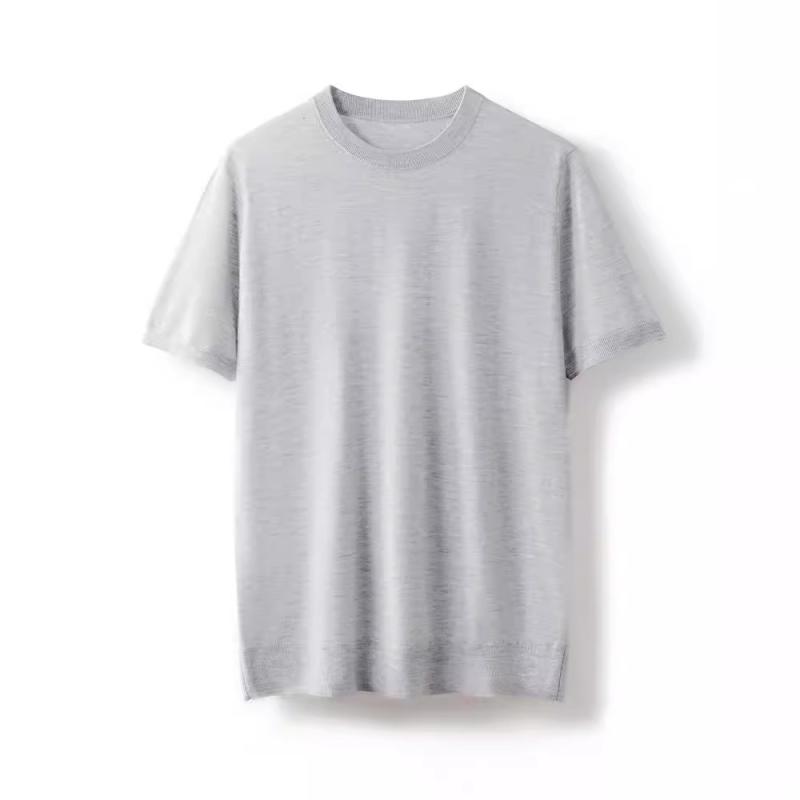 ニットTシャツ メンズ ファイン 半袖 クルーネック 無地 軽量 薄手 ゆったり 普段使い カジュアル ビジネス 大人 春夏