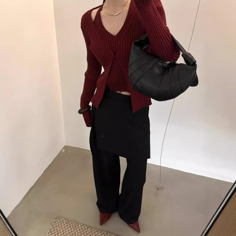カジュアルパンツ レディース 秋冬 きれいめ ハイウエスト ストレート スラックス 無地 レイヤード ロング丈 ポリエステル レーヨン混 シワになりにくい オフィス 通勤 普段使い ボトムス｜おうち健康生活