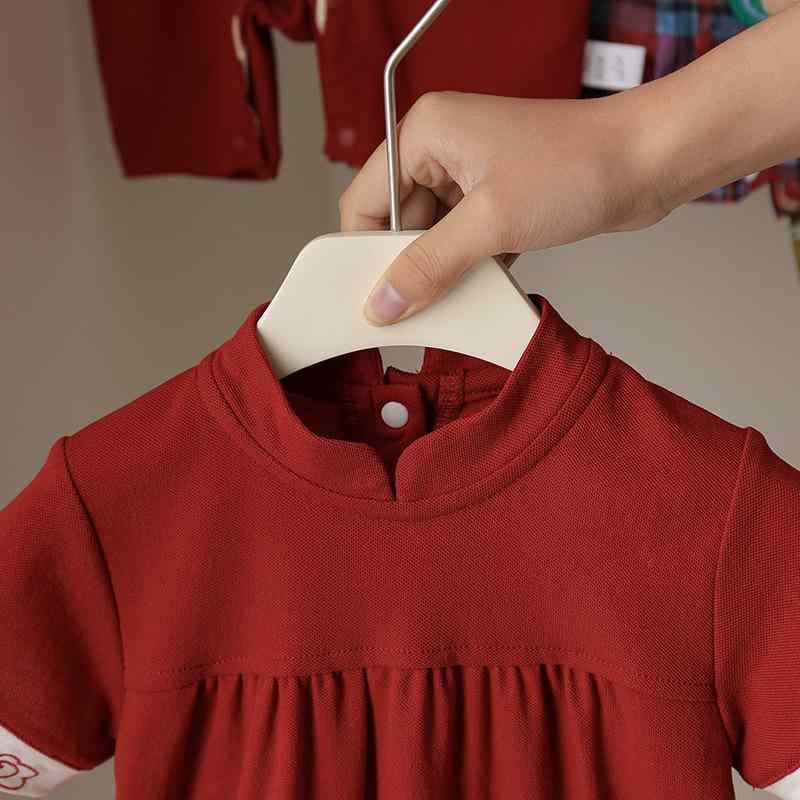 ベビー服 女の子 夏 ロンパース お宮参り セレモニー お食い初め 1歳 誕生日 中華風 チャイナ風 カバーオール ボディースーツ 半袖 綿 コットン 赤 レッド 龍柄 幼児服 80 90 100cm 韓国
