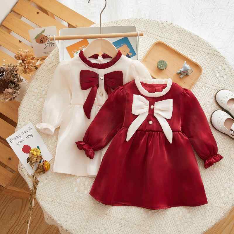 ワンピース 女の子 ベビー プリンセスドレス 1歳 誕生日 礼服 エレガント 上品 Aライン 無地 春秋 フォーマル 赤ちゃん キッズ ポリエステル 綿 アプリコット レッド 発表会 お呼ばれ