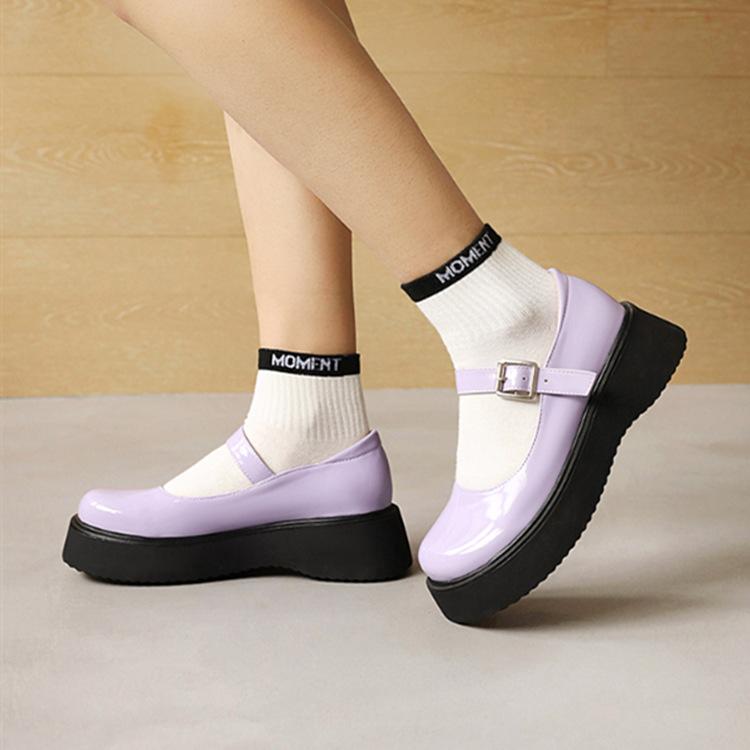 パンプス レディース 厚底 メリージェーン レトロ クラシック ブリティッシュスタイル 浅め ラウンドトゥ ワンストラップ 合皮 エナメル JKスタイル カジュアル 普段使い 通学