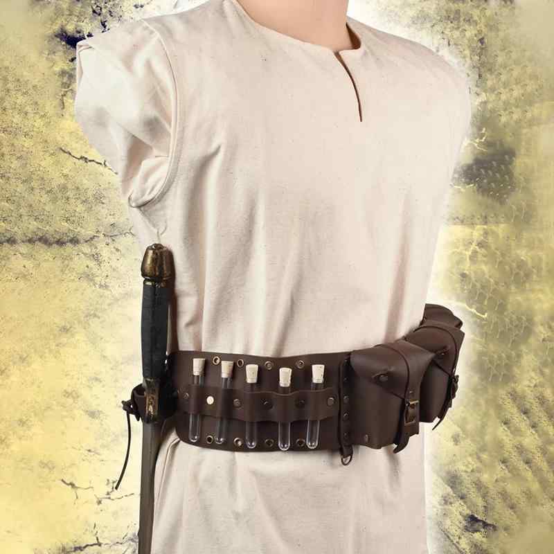 ウエストポーチ スチームパンク 中世風 レトロ ヴィンテージ風 コスプレ 騎士 衣装 仮装 ベルト ヒップバッグ ボディバッグ ブラック ブラウン