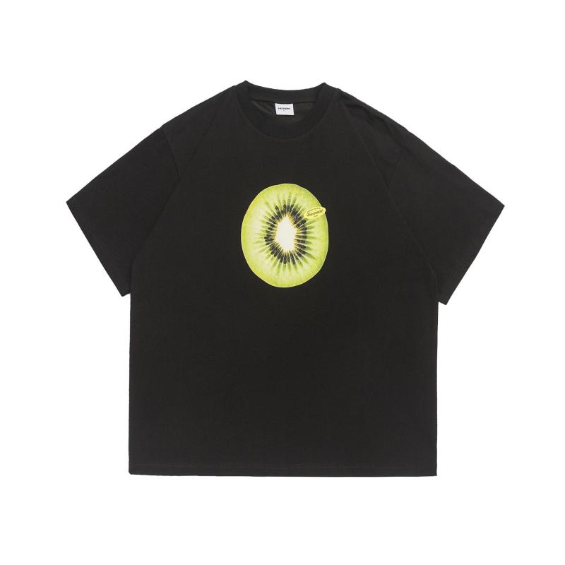 Tシャツ メンズ カップル ストリート アメリカンカジュアル プリント 半袖 クルーネック 接触冷感 吸湿速乾 ビッグシルエット 綿混 トップス 春夏 普段使い ブラック カーキ ベージュ