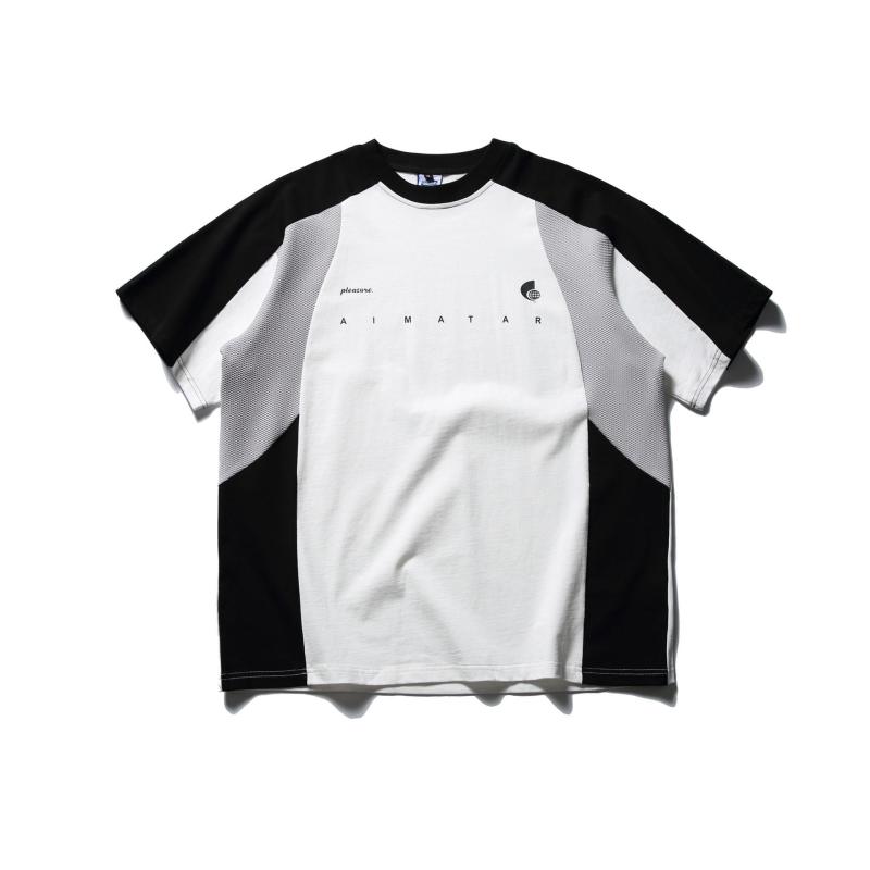 Tシャツ メンズ 切り替え メッシュ ラグランスリーブ 半袖 トップス スポーツ トレーニング フィットネス サッカー フットサル ウェア カジュアル アメカジ 吸湿速乾 綿 コットン ゆったり ルーズフィット 春夏 ブラック ホワイト バイカラー
