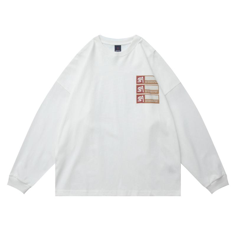 Tシャツ メンズ 男性用 秋冬 綿 ヘビーウェイト アメカジ ロゴプリント 長袖 ゆったり ルーズフィット ビッグシルエット カットソー 吸湿速乾 普段使い ストリートカジュアル 着回し トップス