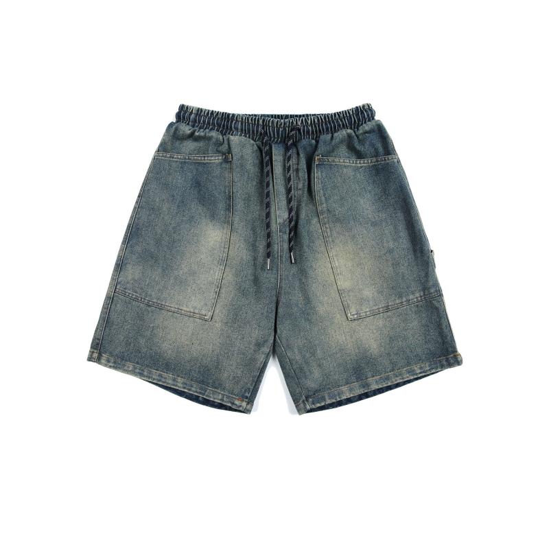 デニムパンツ メンズ アメリカン レトロ シンプル ウォッシュ加工 カジュアル コットン ハーフパンツ 五分丈 ミドルウエスト 春夏 トレンド ルーズフィット ワイドシルエット