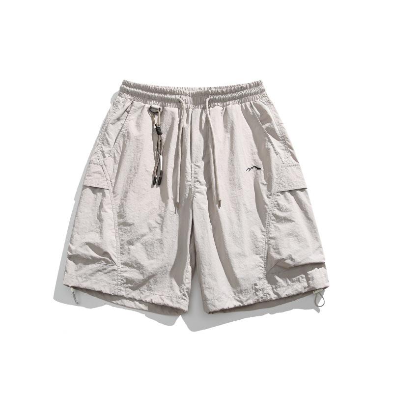 ショートパンツ メンズ 夏 春夏 ナイロン製 アウトドア カジュアル 普段使い ゆったり ルーズフィット ワーク カーゴ ストレート 五分丈 レトロ ポケット付き ライトグレー