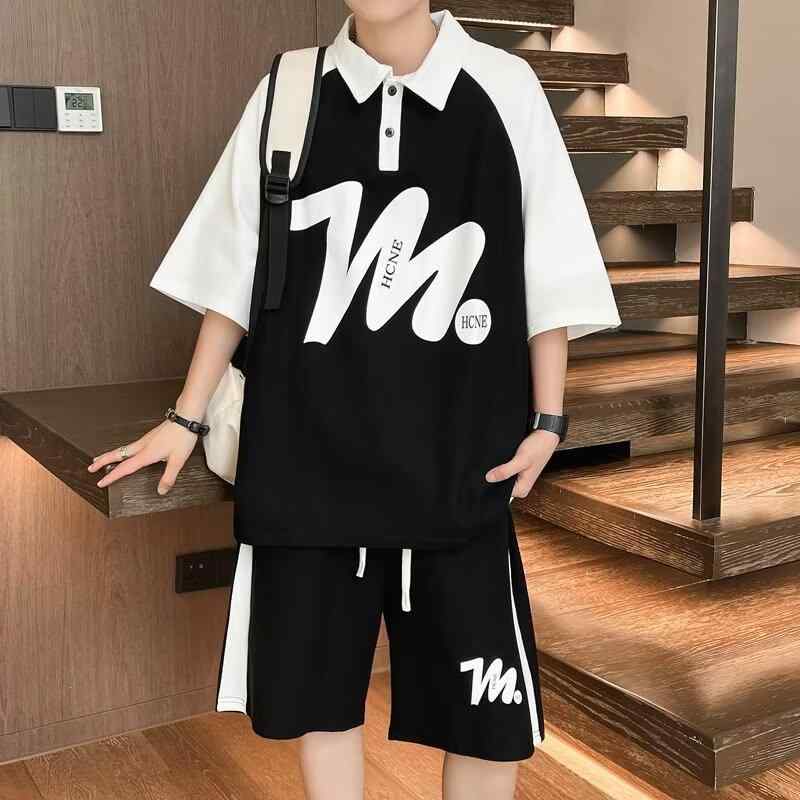 セットアップ メンズ 学生 ティーン 半袖ポロシャツ ショートパンツ ゆったり ルーズ カジュアル スポーツ 夏 普段使い ポリエステル 速乾 上下セット 部屋着