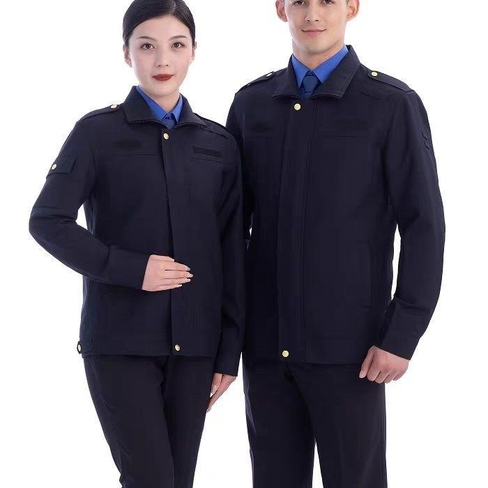 制服 メンズ 警備服 作業服 ユニフォーム ワークウェア オールシーズン スーツ セットアップ ジャケット シャツ パンツ 綿 コットン 吸湿速乾 団体用 企業向け ネイビー 紺