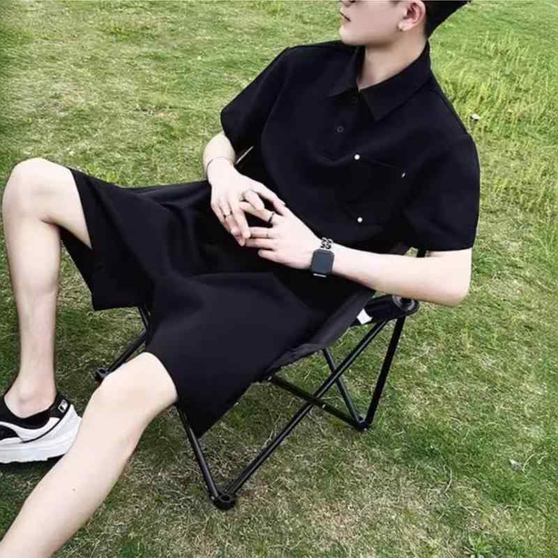 セットアップ メンズ 半袖ポロシャツ ハーフパンツ 上下セット カジュアル きれいめ ポリエステル素材 普段使い デイリーユース 夏物 ファッション トレンド