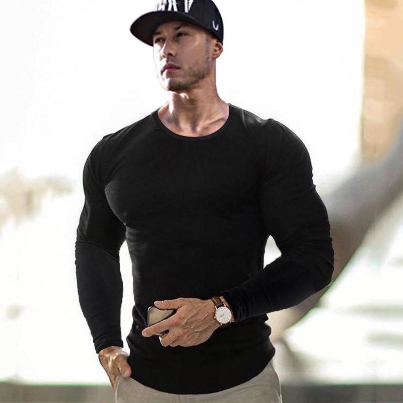 Tシャツ メンズ 男性用 コットン 綿 上質綿 フィットネス スポーツ トレーニングウェア 長袖 通気性 薄手 吸湿速乾 ランニング ジム ルームウェア クルーネック 無地 ストレッチ 秋冬 スポーツカジュアル