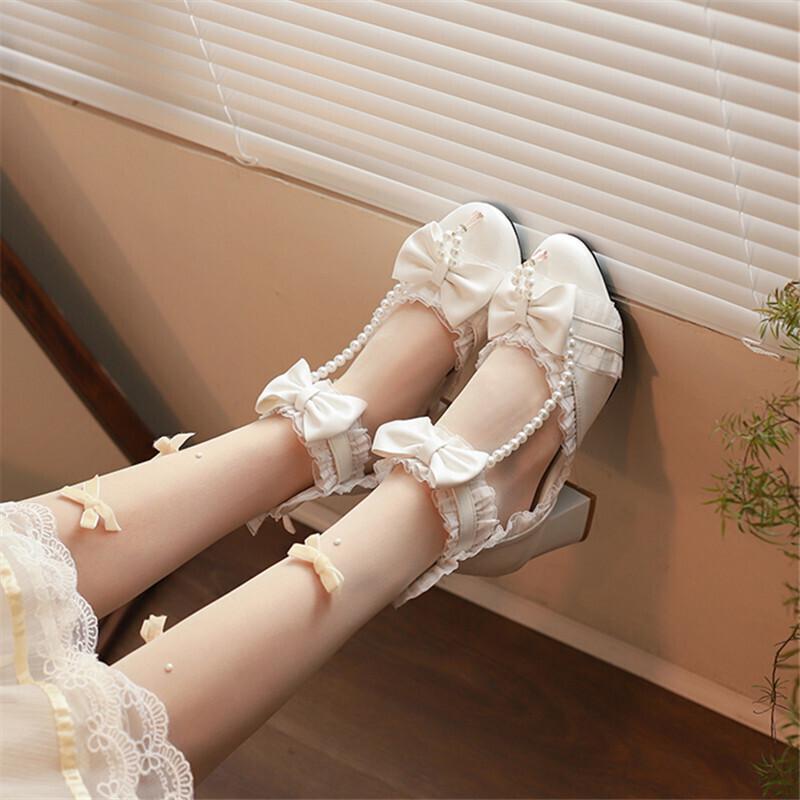 シューズ 女の子 キッズ ハイヒール パンプス PUレザー 合皮 リボン ストラップ プリンセス ロリータ フォーマル ドレス 発表会 結婚式 入園式 卒園式 誕生日 パーティー 滑り止め 耐摩耗性 ブラック ホワイト ピンク