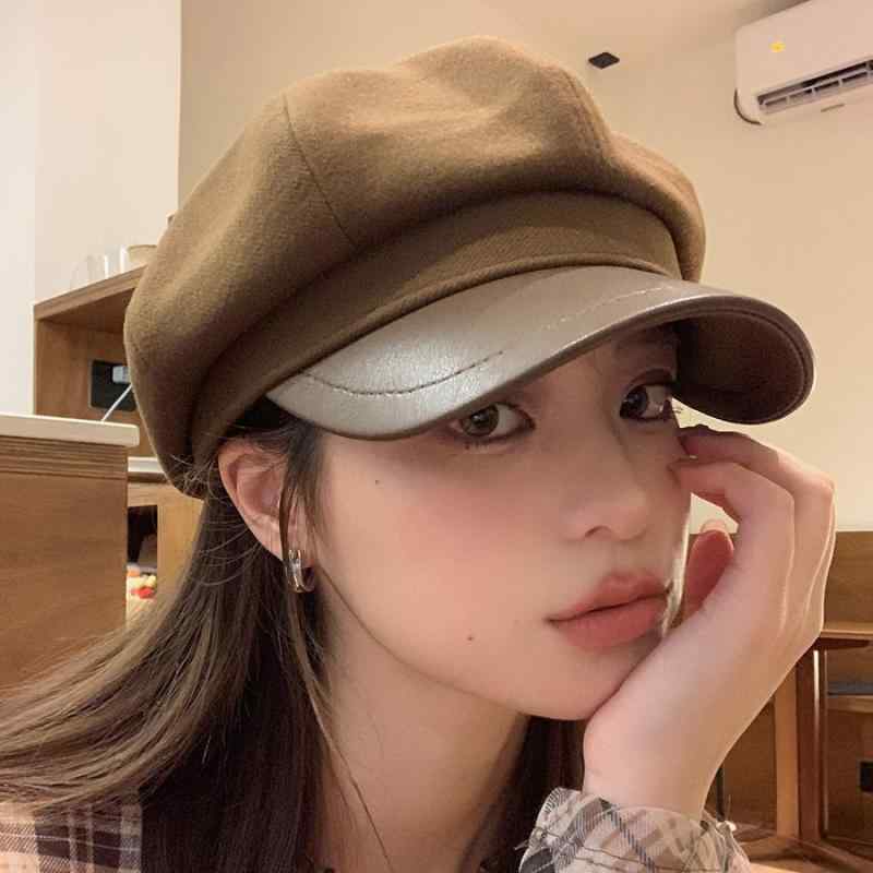 帽子 レディース 女性用 万能 ベレー帽 キャスケット 八角帽 ハンチング ウール調 メルトン 小顔効果 レトロ ブリティッシュ 上品 ストリート カジュアル 普段使い UVカット 保温 防寒 日よけ 秋冬