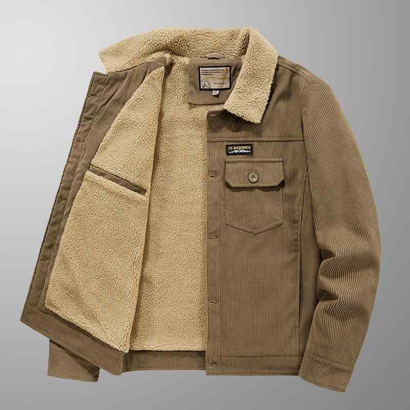中綿ジャケット メンズ コーデュロイ 裏ボア 冬物アウター 襟付き レギュラーカラー ゆったり ルーズフィット ビッグシルエット 厚手 防寒 暖かい カジュアル 普段使い 男性