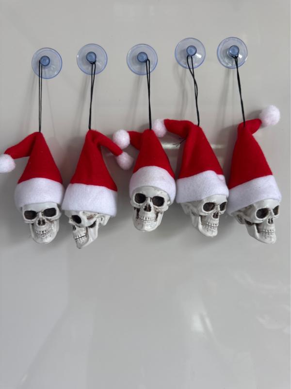 ミニオーナメント サンタ帽ヘッド ハロウィン クリスマス 吊り下げ飾り 装飾品 プラスチック 布製 かわいい 欧米風 イベント パーティー グッズ