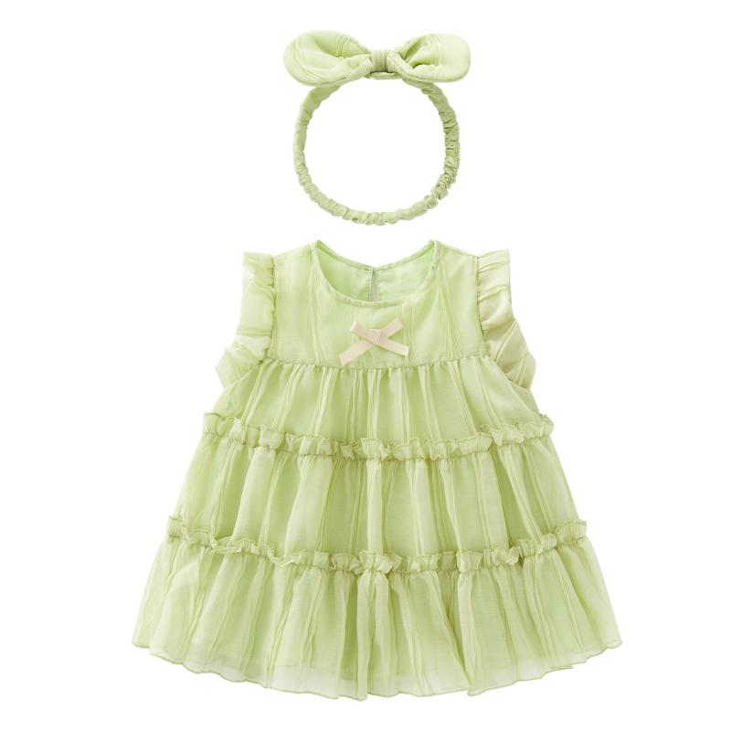 ワンピース 女の子 ベビー キッズ ノースリーブ シフォン プリンセスドレス 薄手 軽量 ふわふわ コットン素材 誕生日 バースデー パーティー 発表会 お祝い かわいい 上品 ガールズ 春夏 サマー リボン フレアスカート