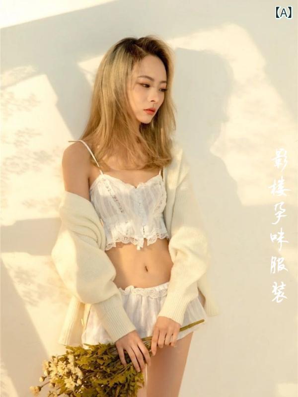 マタニティ 撮影衣装 コットンニット セットアップ セクシー かわいい トップス ショートパンツ カーディガン マタニティフォト スタジオ撮影 アート風 記念撮影 プライベート