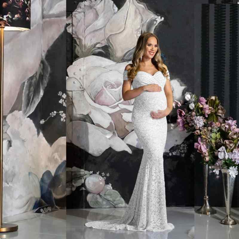 ドレス マタニティ レース トレーン 半袖 フレアスリーブ Vネック ロングワンピース 撮影 マタニティフォト ウェディング 前撮り 後撮り 結婚式 二次会 パーティー ピンク ブラック ブルー ホワイト