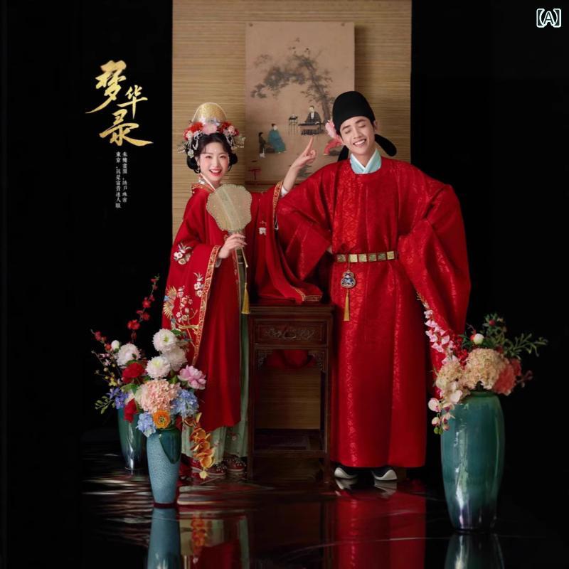 漢服 男女兼用 宋制 宋代 中国言い慣わしお召しもの 婚礼の儀お召しもの 婚礼の儀 映画化用 でき事 お召しもの 晴れ晴れしい刺しゅう 鳳凰冠霞・示 襦裙表現スタイル フルセット 重厚感 ポリエステル レディースファッション-ウェディングドレス
