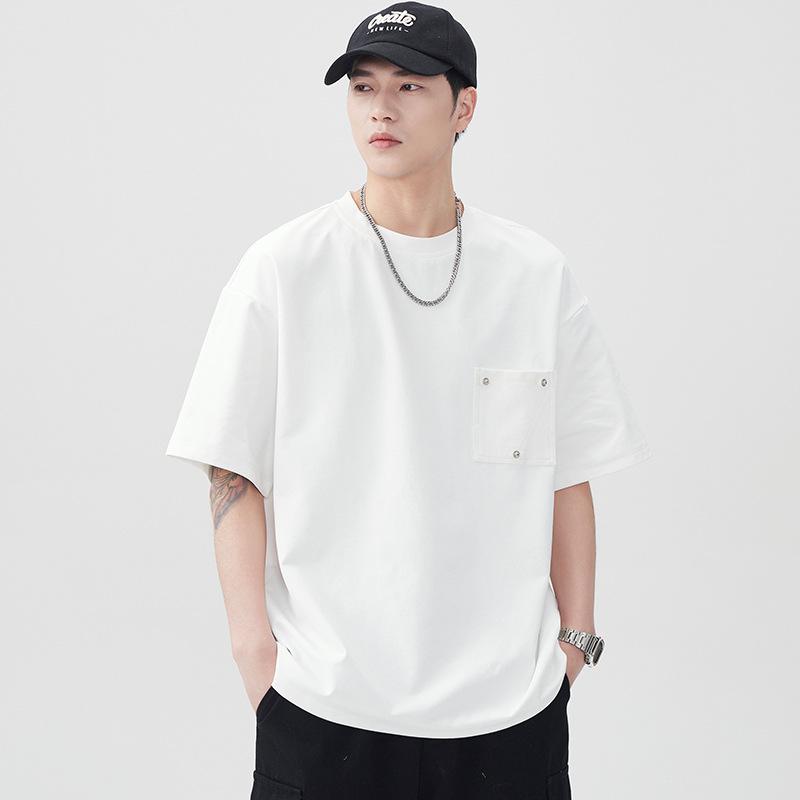 Tシャツ メンズ 半袖 カットソー 夏 サマー ヘビーウェイト 厚手 ゆったり ルーズフィット ビッグシルエット ポリエステル 無地 通気性 普段使い カジュアル 青少年向け