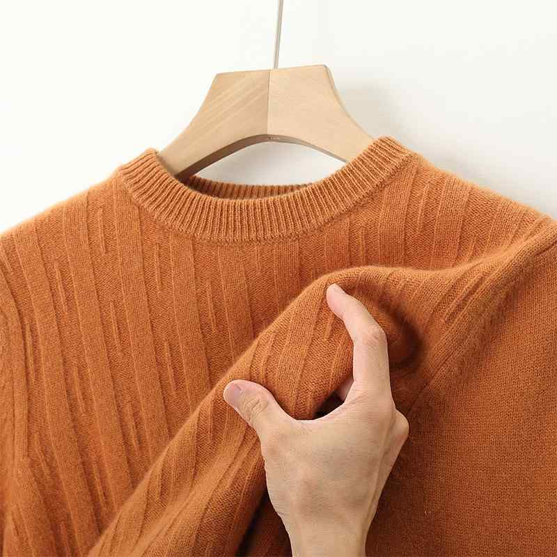 セーター メンズ 秋冬 クルーネック プルオーバー 羊毛 ウール 厚手 ジャガード ニット 無地 長袖 ゆったり ルーズシルエット 通気性 通勤 普段使い カジュアル 高級感